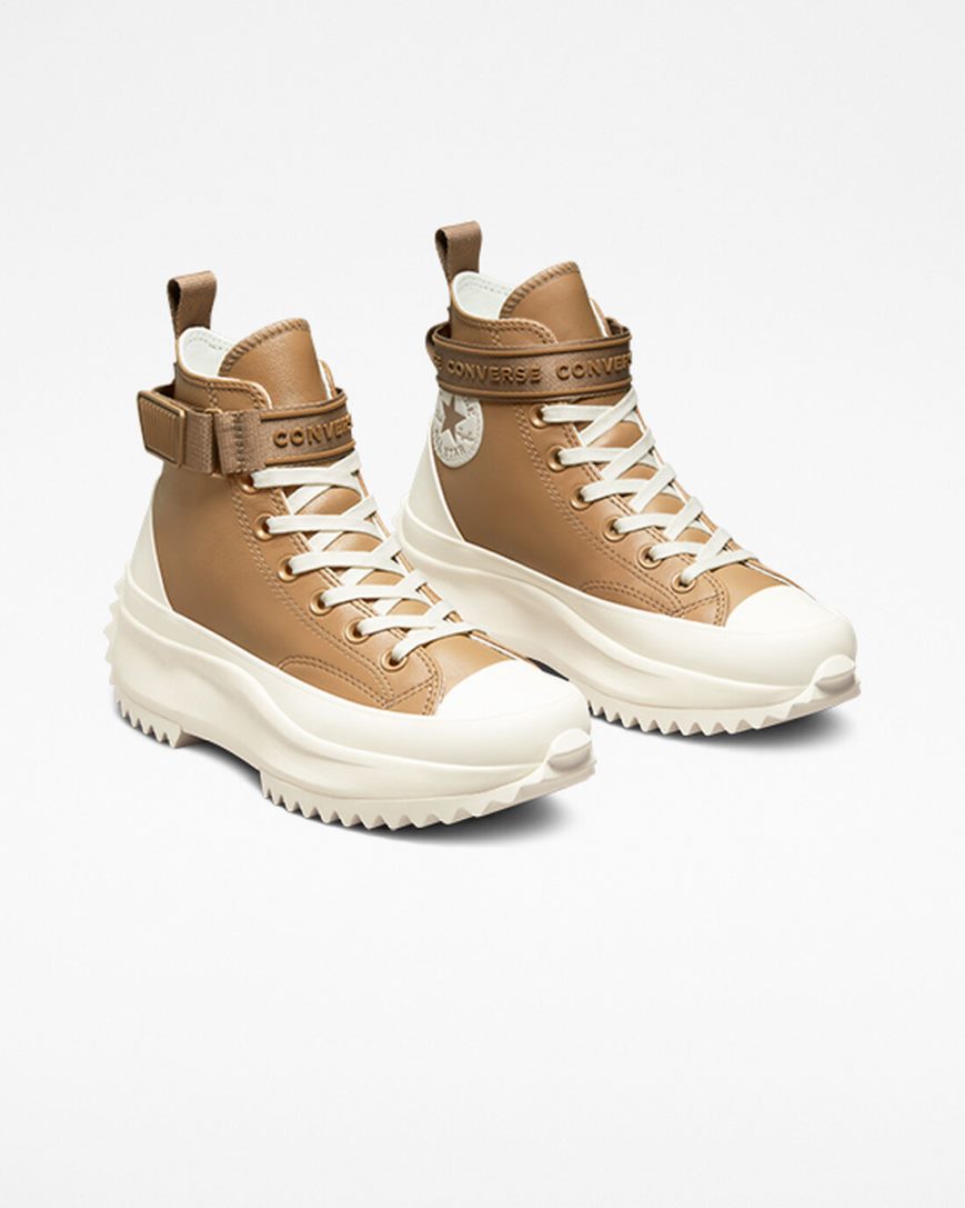 Topanky Na Platforme Converse Run Star Hike Kozene Utility Remienkove Vysoke Damske Hnede | SK FULBA1